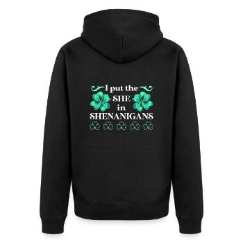 J’ai mis le She in Shenanigans St Patrick’s Day - Veste à capuche bio Premium Unisexe - noir - Dos - Nico (187cm)
