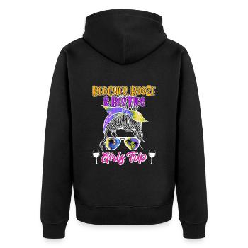 Beaches Booze Besties Girls Trip Spring Break - Unisex Premium Bio Zip Hoodie - Schwarz - Hinten - Nico (187cm)