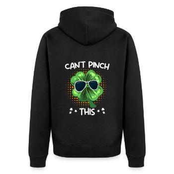 Can't Pinch this Kleeblatt St. Patrick's Day - Unisex Premium Bio Zip Hoodie - Schwarz - Hinten - Nico (187cm)