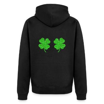 Fête de la Saint-Patrick du trèfle irlandais - Veste à capuche bio Premium Unisexe - noir - Dos - Nico (187cm)