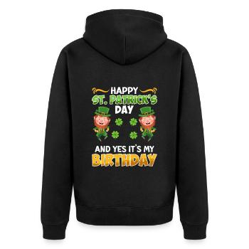 Anniversaire le jour de la Saint-Patrick Anniversaire - Veste à capuche bio Premium Unisexe - noir - Dos - Nico (187cm)