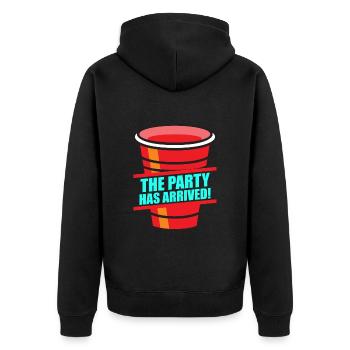 Beer Pong Die Party kann starten Saufen Bier Pong - Unisex Premium Bio Zip Hoodie - Schwarz - Hinten - Nico (187cm)