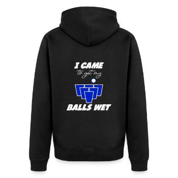 Beer Pong Bälle came to get my balls wet Bier Pong - Unisex Premium Organic Zip Hoodie - black - Back - Nico (187cm)