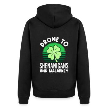 Enclin à être Shenanigan & Malarkey St Patricks Day - Veste à capuche bio Premium Unisexe - noir - Dos - Nico (187cm)