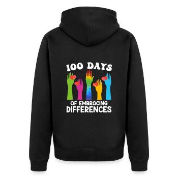 100 jours de diversité et d’inclusion solidaire - Veste à capuche bio Premium Unisexe - noir - Dos - Nico (187cm)
