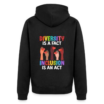 La diversité est un fait L’inclusion est un acte Vielfalt - Veste à capuche bio Premium Unisexe - noir - Dos - Nico (187cm)