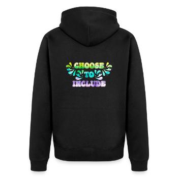 Acceptance Decide on inclusion - Unisex Premium Organic Zip Hoodie - black - Back - Nico (187cm)