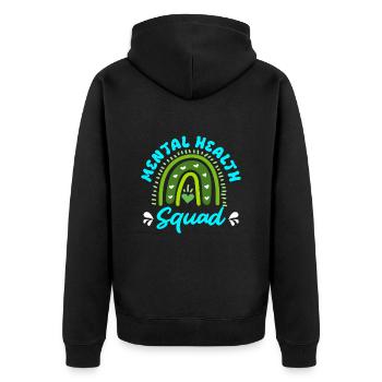 Mentale Gesundheit Mental Health Squad - Unisex Premium Bio Zip Hoodie - Schwarz - Hinten - Nico (187cm)