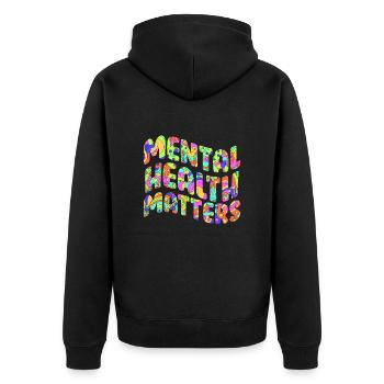 Mental Health geistige Gesundheit Awareness - Unisex Premium Bio Zip Hoodie - Schwarz - Hinten - Nico (187cm)