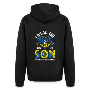 Down Syndrome Awareness Mother and Father - Unisex Premium Organic Zip Hoodie - black - Back - Nico (187cm)