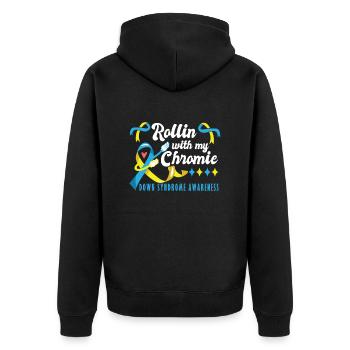 Down Syndrome Rollin avec ma Chromie Awareness - Veste à capuche bio Premium Unisexe - noir - Dos - Nico (187cm)