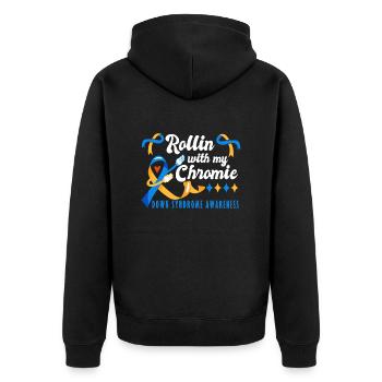Down Syndrome Rollin avec ma Chromie Awareness - Veste à capuche bio Premium Unisexe - noir - Dos - Nico (187cm)