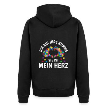 Autismus Menschen mit autistischem Kind - Unisex Premium Bio Zip Hoodie - Schwarz - Hinten - Nico (187cm)