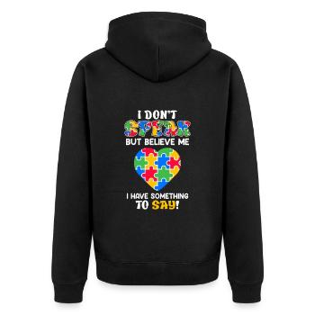 Autismus Bewusstsein autistisches Kind - Unisex Premium Bio Zip Hoodie - Schwarz - Hinten - Nico (187cm)