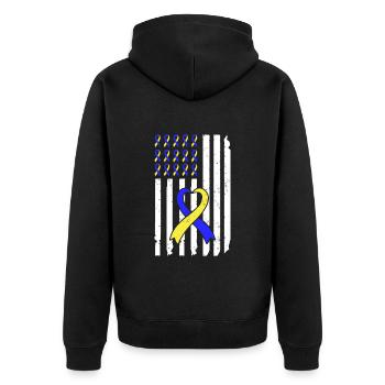 Down Syndrome Awareness Loop extra - Unisex Premium Organic Zip Hoodie - black - Back - Nico (187cm)