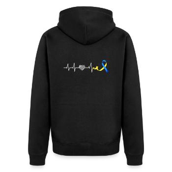 Down Syndrome Awareness Loop extra - Unisex Premium Organic Zip Hoodie - black - Back - Nico (187cm)