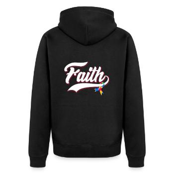 Autism Faith Consciousness Autistic - Unisex Premium Organic Zip Hoodie - black - Back - Nico (187cm)