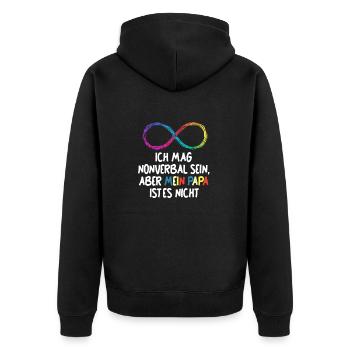 Autisten ADHS ADHD Autismus Jugendliche - Unisex Premium Bio Zip Hoodie - Schwarz - Hinten - Nico (187cm)
