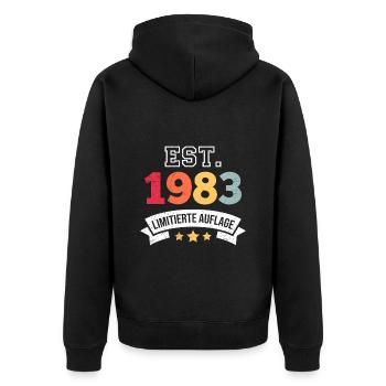 40 Jahre limitierte Auflage 40. Geburtstag - Unisex Premium Bio Zip Hoodie - Schwarz - Hinten - Nico (187cm)