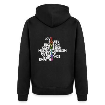 Inklusion Mitgefühl Menschen mit Behinderung - Unisex Premium Bio Zip Hoodie - Schwarz - Hinten - Nico (187cm)