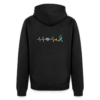 Down Syndrome Awareness Loop Extra - Unisex Premium Organic Zip Hoodie - black - Back - Nico (187cm)