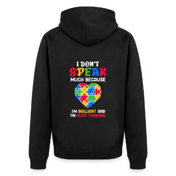 Autismus Bewusstsein autistisches Kind - Unisex Premium Bio Zip Hoodie - Schwarz - Hinten - Nico (187cm)