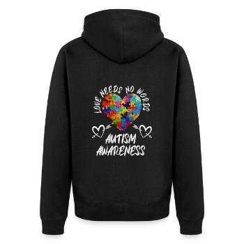 Autismus Awareness Liebe und Gerechtigkeit - Unisex Premium Bio Zip Hoodie - Schwarz - Hinten - Nico (187cm)