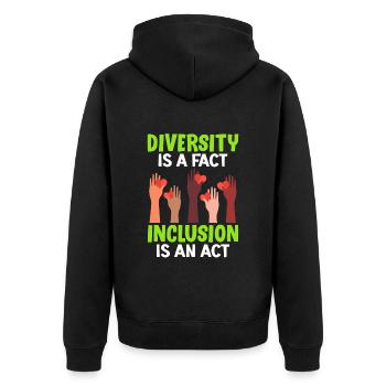 La diversité est un fait L’inclusion est un acte Vielfalt - Veste à capuche bio Premium Unisexe - noir - Dos - Nico (187cm)