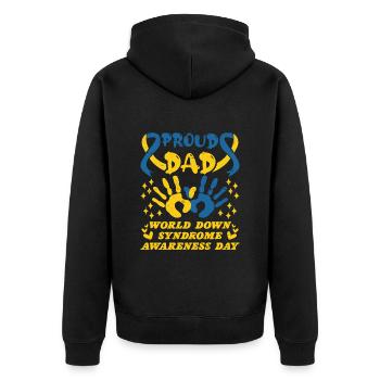 Down Syndrom Awareness Dad extra Chromosom - Unisex Premium Bio Zip Hoodie - Schwarz - Hinten - Nico (187cm)