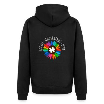 Autism Diversity Autistic Consciousness - Unisex Premium Organic Zip Hoodie - black - Back - Nico (187cm)