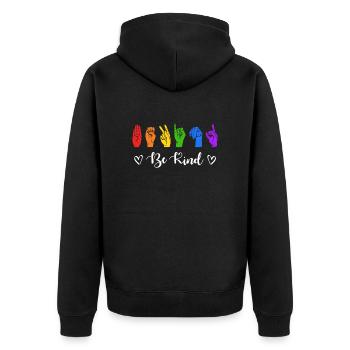 Autismus Neurodiversity Freundlichkeit - Unisex Premium Bio Zip Hoodie - Schwarz - Hinten - Nico (187cm)