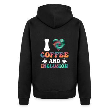 J’adore le café et le handicap Inklusion - Veste à capuche bio Premium Unisexe - noir - Dos - Nico (187cm)