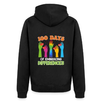 100 jours de diversité et d’inclusion solidaire - Veste à capuche bio Premium Unisexe - noir - Dos - Nico (187cm)