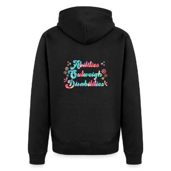 Solidarität handicap Mitgefühl und Akzeptanz - Unisex Premium Bio Zip Hoodie - Schwarz - Hinten - Nico (187cm)