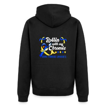 Down Syndrome Rollin avec ma Chromie Awareness - Veste à capuche bio Premium Unisexe - noir - Dos - Nico (187cm)