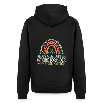 Autism Awareness and Solidarity - Unisex Premium Organic Zip Hoodie - black - Back - Nico (187cm)