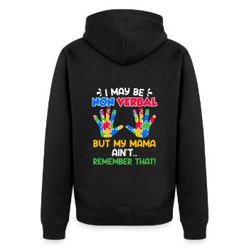Autismus Bewusstsein autistisches Kind - Unisex Premium Bio Zip Hoodie - Schwarz - Hinten - Nico (187cm)