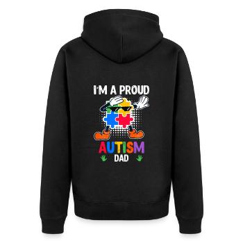 Solidarité autistique pour les enfants autistes - Veste à capuche bio Premium Unisexe - noir - Dos - Nico (187cm)