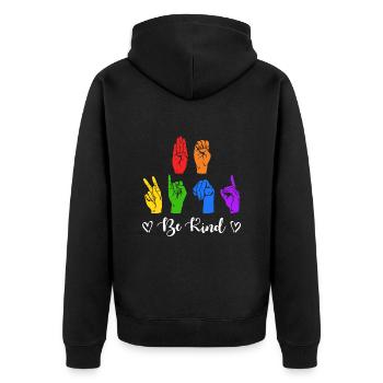 Autism Neurodiversity Kindness - Unisex Premium Organic Zip Hoodie - black - Back - Nico (187cm)