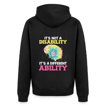 Autistic Awareness Its not a disability - Unisex Premium Organic Zip Hoodie - black - Back - Nico (187cm)