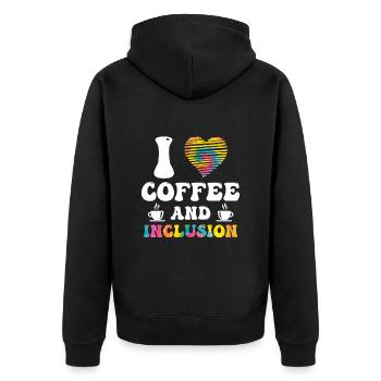 J’adore le café et le handicap Inklusion - Veste à capuche bio Premium Unisexe - noir - Dos - Nico (187cm)