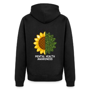 Mentale Health Matters Awareness Mentale - Unisex Premium Bio Zip Hoodie - Schwarz - Hinten - Nico (187cm)