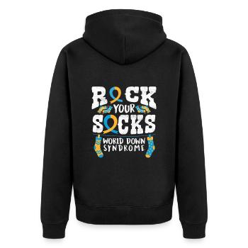 Down Syndrome Rock Your Socks Awareness - Veste à capuche bio Premium Unisexe - noir - Dos - Nico (187cm)