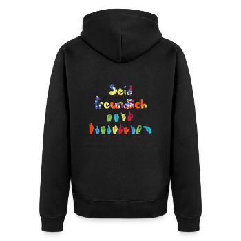 Mentale Gesundheit Be kind to your mind - Unisex Premium Bio Zip Hoodie - Schwarz - Hinten - Nico (187cm)