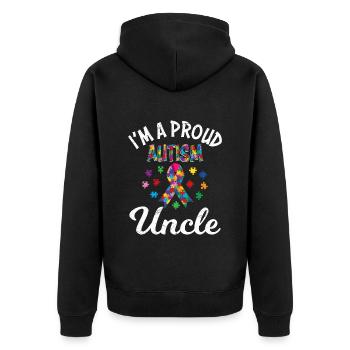 Fier oncle de la conscience des enfants autistes - Veste à capuche bio Premium Unisexe - noir - Dos - Nico (187cm)