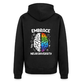 L’autisme embrasse la neurodiversité Autiste - Veste à capuche bio Premium Unisexe - noir - Dos - Nico (187cm)