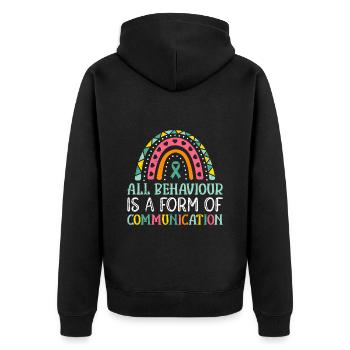 Autism Awareness and Solidarity - Unisex Premium Organic Zip Hoodie - black - Back - Nico (187cm)