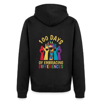 100 jours de diversité et d’inclusion solidaire - Veste à capuche bio Premium Unisexe - noir - Dos - Nico (187cm)