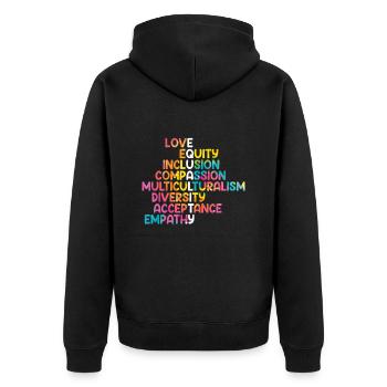 Inclusion Compassion Personnes handicapées - Veste à capuche bio Premium Unisexe - noir - Dos - Nico (187cm)