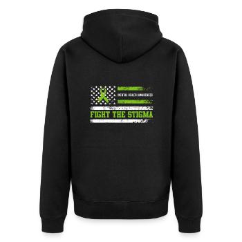 Mental Health Fight the Stigma - Unisex Premium Organic Zip Hoodie - black - Back - Nico (187cm)